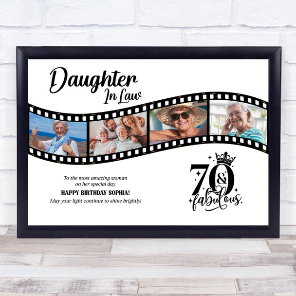 Photo Collage 70th Birthday Gift For Daughter-In-Law 4-Photo Film Print Canvas
