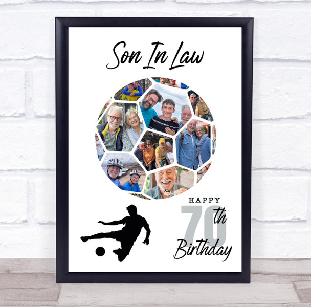 Photo Collage 70th Birthday Gift For Son-In-Law 14-Photo Football Print Canvas