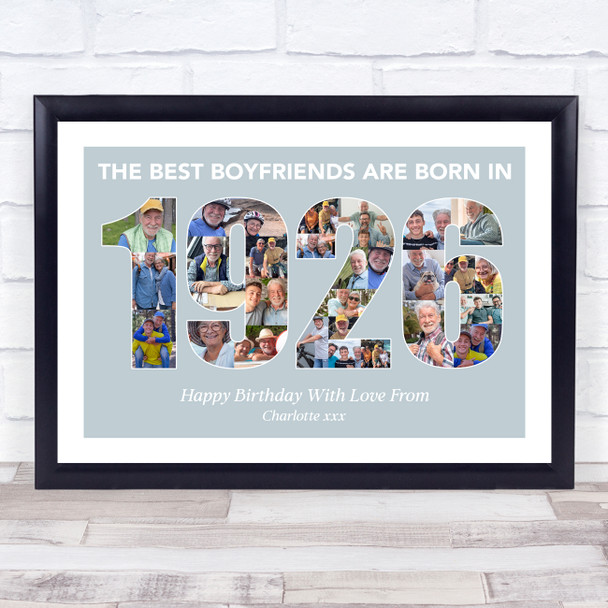 Photo Collage Blue Birthday Gift For Boyfriend 27-Photo Year 1926 Print Canvas