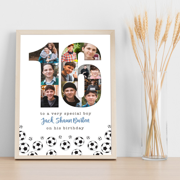 Photo Collage 11-Photo 16th Birthday Football Gift For Teens Boys Print Canvas Photo Collage 11-Photo 16th Birthday Football Gift For Teens Boys Print Canvas