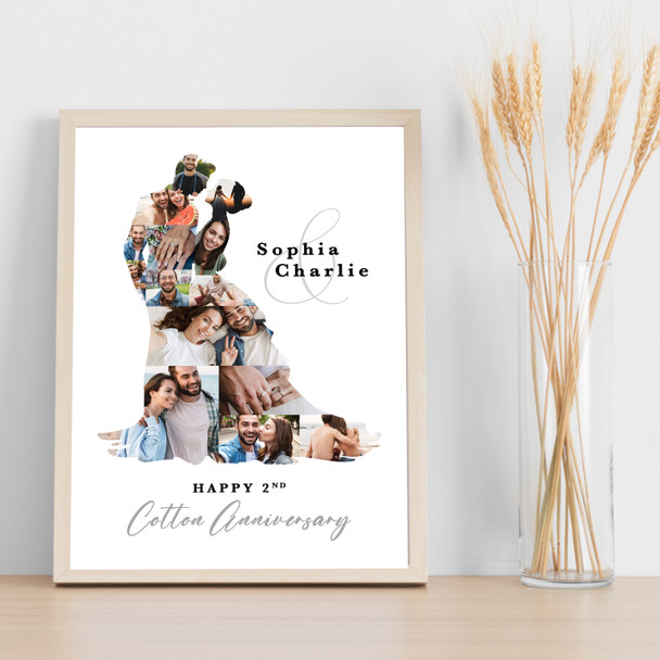 Photo Collage Cotton 2nd Wedding Anniversary Gift 14-Photo Couple Print Canvas Photo Collage Cotton 2nd Wedding Anniversary Gift 14-Photo Couple Print Canvas