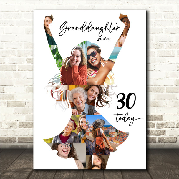Photo Collage 30th Birthday Gift For Granddaughter 9-Photo Women Print Or Canvas