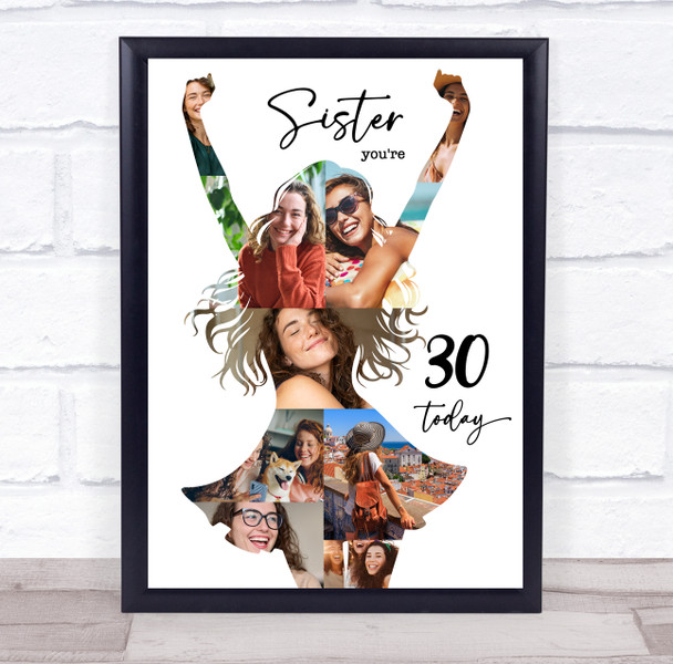 Photo Collage 30th Birthday Custom Gift For Sister 9-Photo Women Print Or Canvas
