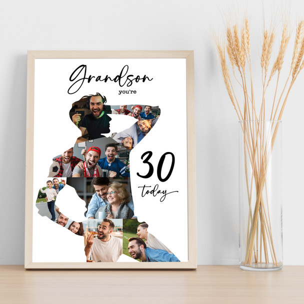 Photo Collage 30th Birthday Custom Gift For Grandson 9-Photo Man Print Or Canvas