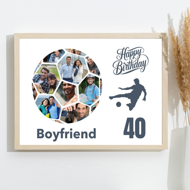 Photo Collage 40th Birthday Gift For Boyfriend 14-Photo Football Print Or Canvas Photo Collage 40th Birthday Gift For Boyfriend 14-Photo Football Print Or Canvas