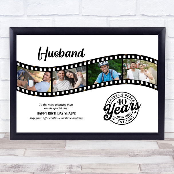 Photo Collage 40th Birthday Gift For Husband 4-Photo Camera Film Print Or Canvas Photo Collage 40th Birthday Gift For Husband 4-Photo Camera Film Print Or Canvas