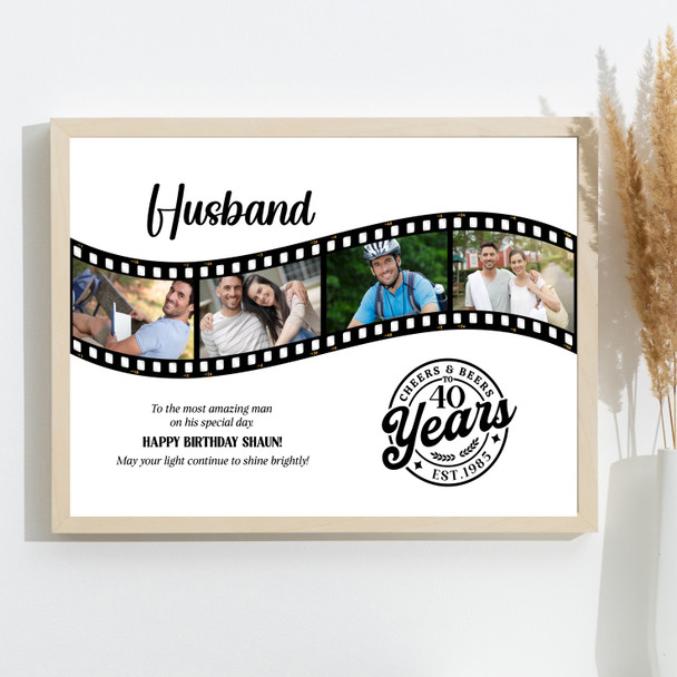 Photo Collage 40th Birthday Gift For Husband 4-Photo Camera Film Print Or Canvas Photo Collage 40th Birthday Gift For Husband 4-Photo Camera Film Print Or Canvas