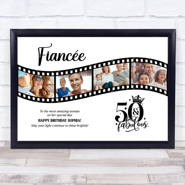 Photo Collage 50th Birthday Gift For Fiancée 4-Photo Camera Film Print Or Canvas