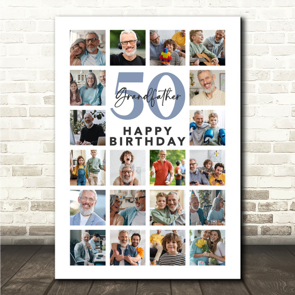 Photo Collage 50th Birthday Custom Gift For Grandfather 20-Photo Print Or Canvas Photo Collage 50th Birthday Custom Gift For Grandfather 20-Photo Print Or Canvas