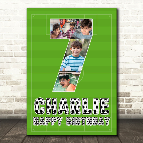 Photo Collage 5-Photo 7th Birthday Custom Gift For Boys Football Print Or Canvas Photo Collage 5-Photo 7th Birthday Custom Gift For Boys Football Print Or Canvas