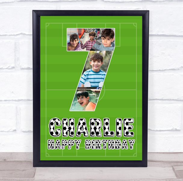 Photo Collage 5-Photo 7th Birthday Custom Gift For Boys Football Print Or Canvas Photo Collage 5-Photo 7th Birthday Custom Gift For Boys Football Print Or Canvas