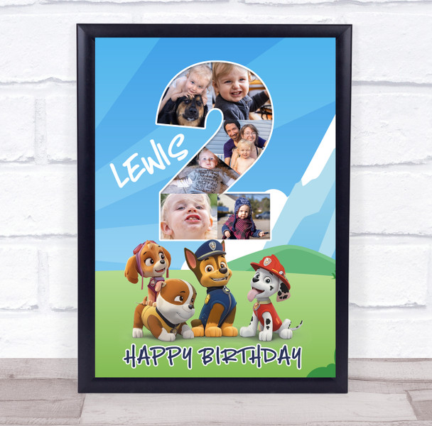 Photo Collage 6-Photo 2nd Birthday Gift For Kids Boys Paw Patrol Print Or Canvas