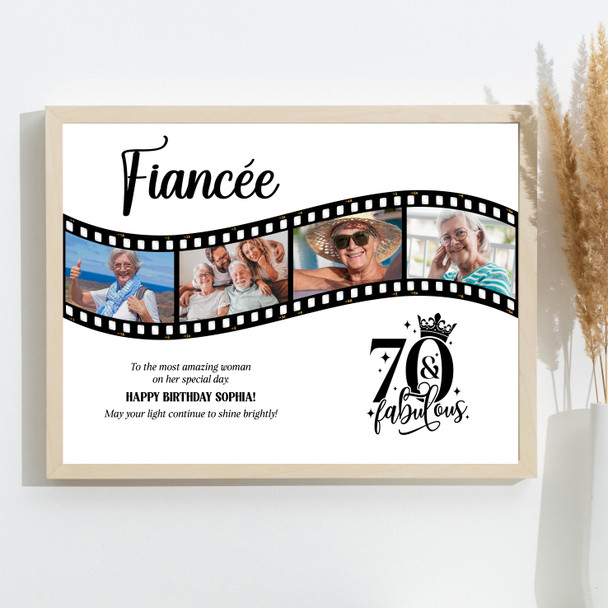 Photo Collage 70th Birthday Gift For Fiancée 4-Photo Camera Film Print Or Canvas