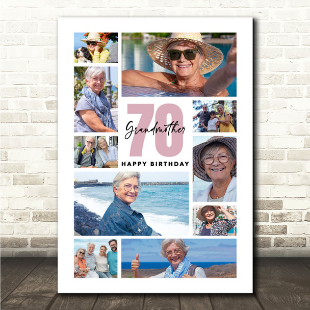 Photo Collage 70th Birthday Custom Gift For Grandmother 10-Photo Print Or Canvas