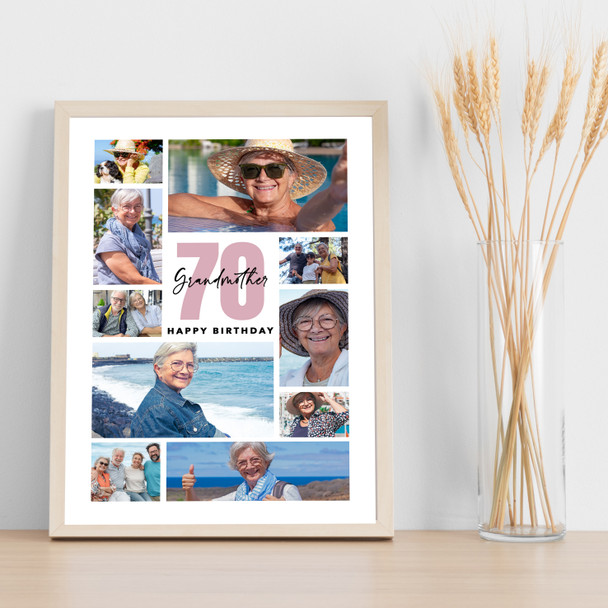 Photo Collage 70th Birthday Custom Gift For Grandmother 10-Photo Print Or Canvas