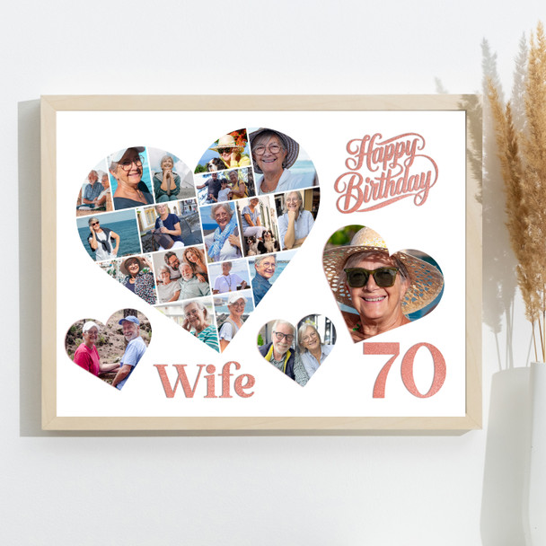 Photo Collage 70th Birthday Custom Gift For Wife 20-Photo Hearts Print Or Canvas Photo Collage 70th Birthday Custom Gift For Wife 20-Photo Hearts Print Or Canvas