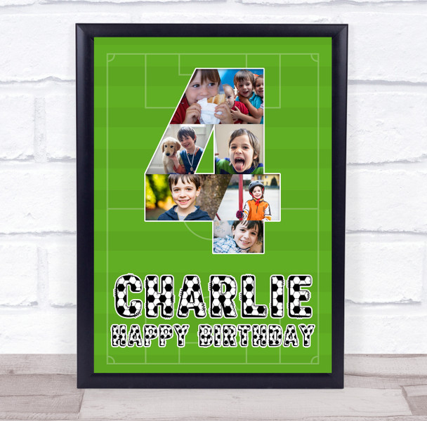 Photo Collage 7-Photo 4th Birthday Custom Gift For Boys Football Print Or Canvas