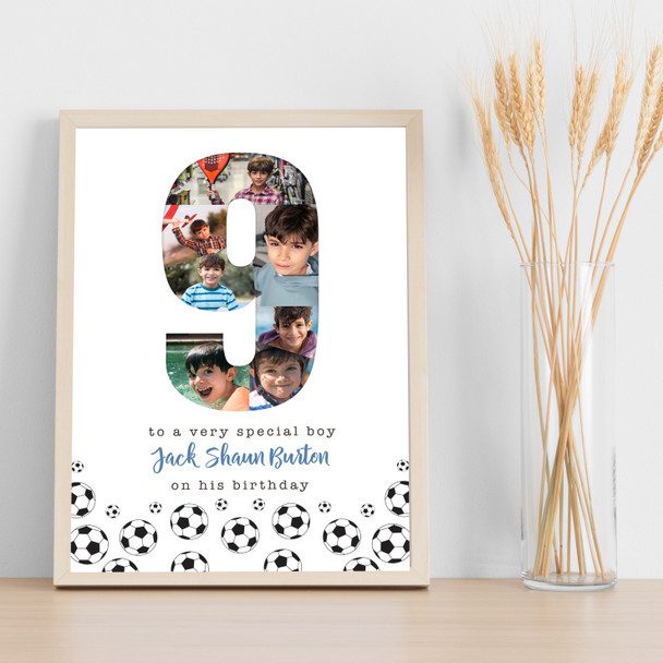Photo Collage 7-Photo 9th Birthday Football Custom Gift For Boys Print Or Canvas Photo Collage 7-Photo 9th Birthday Football Custom Gift For Boys Print Or Canvas