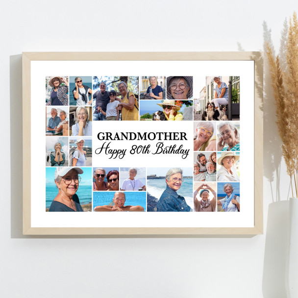Photo Collage 80th Birthday Custom Gift For Grandmother 22-Photo Print Or Canvas