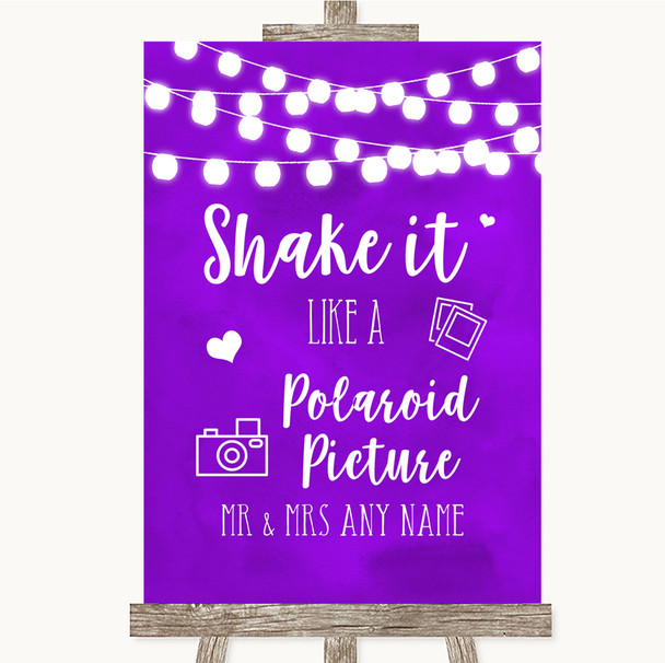 Purple Watercolour Lights Polaroid Picture Personalised Wedding Sign