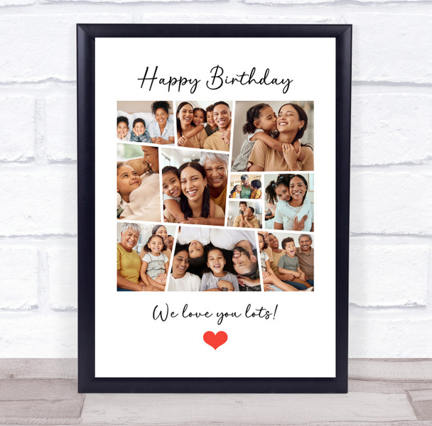 Photo Collage Birthday Custom Gift For Anyone 11-Photo Red Heart Print Or Canvas