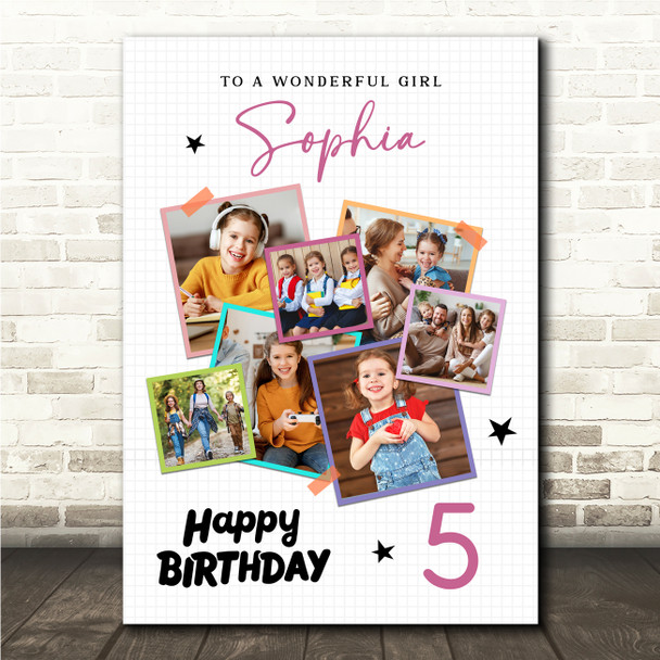 Photo Collage Kids Birthday Gift For Girls Any Age 7-Photo Stars Print Or Canvas