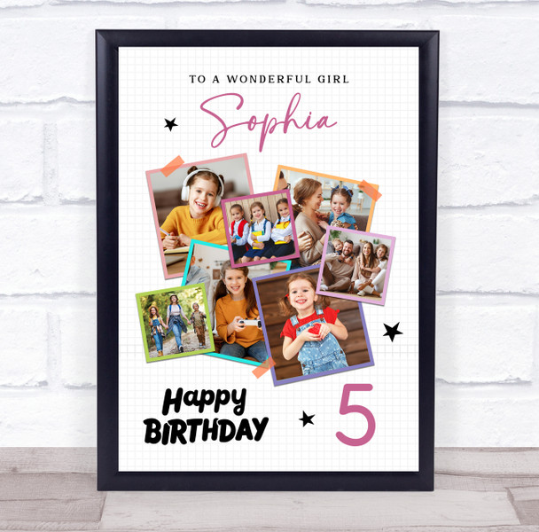 Photo Collage Kids Birthday Gift For Girls Any Age 7-Photo Stars Print Or Canvas