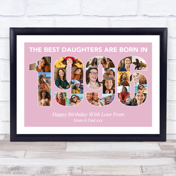 Photo Collage Pink Birthday Gift For Daughter 23-Photo Year 1996 Print Or Canvas