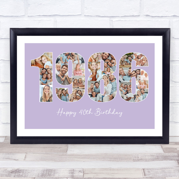 Photo Collage Purple Birthday Gift For Anyone 22-Photo Year 1986 Print Or Canvas Photo Collage Purple Birthday Gift For Anyone 22-Photo Year 1986 Print Or Canvas