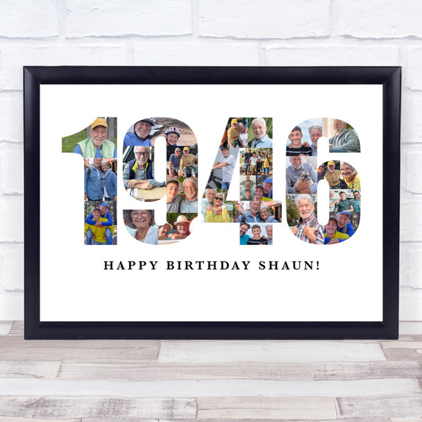 Photo Collage White Photo Birthday Custom Gift For Him Year 1946 Print Or Canvas