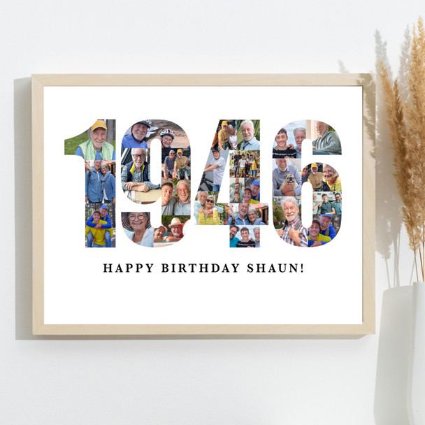 Photo Collage White Photo Birthday Custom Gift For Him Year 1946 Print Or Canvas