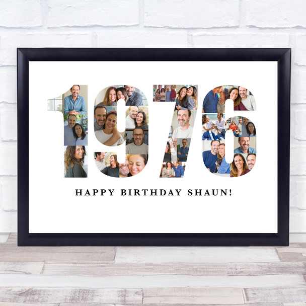 Photo Collage White Photo Birthday Custom Gift For Him Year 1976 Print Or Canvas