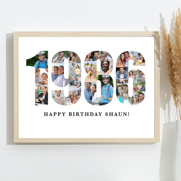 Photo Collage White Photo Birthday Custom Gift For Him Year 1986 Print Or Canvas