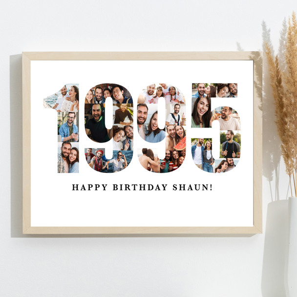 Photo Collage White Photo Birthday Custom Gift For Him Year 1995 Print Or Canvas