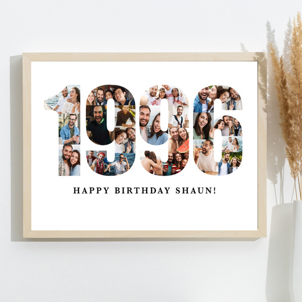 Photo Collage White Photo Birthday Custom Gift For Him Year 1996 Print Or Canvas