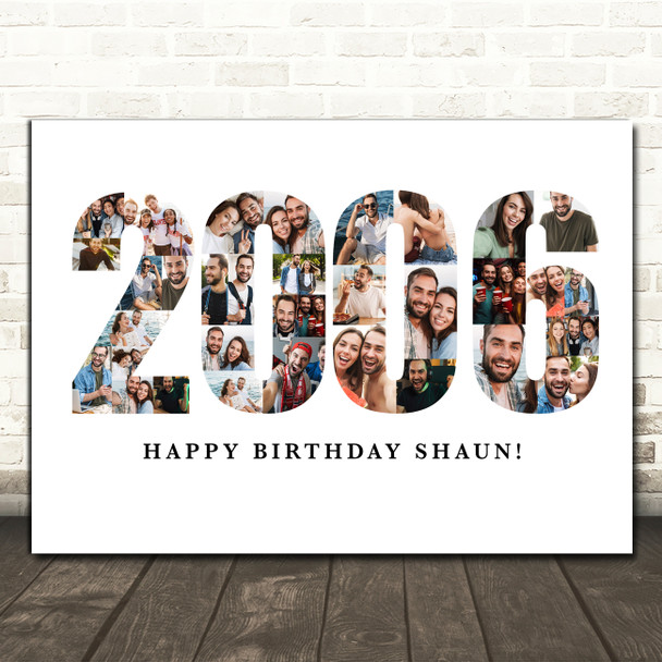Photo Collage White Photo Birthday Custom Gift For Him Year 2006 Print Or Canvas