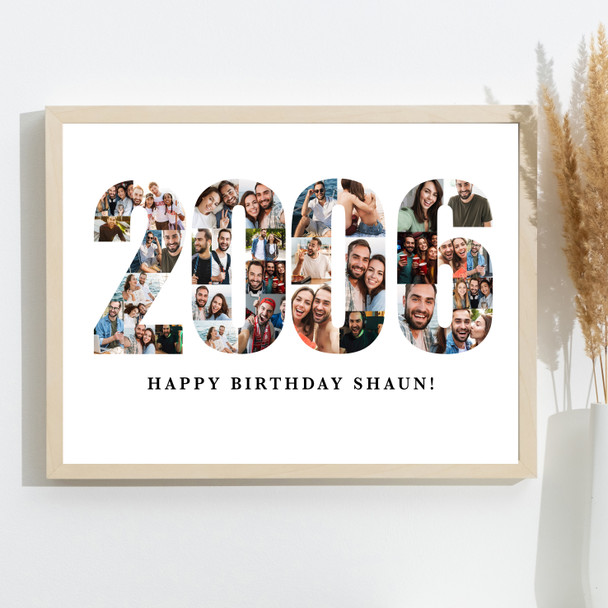 Photo Collage White Photo Birthday Custom Gift For Him Year 2006 Print Or Canvas