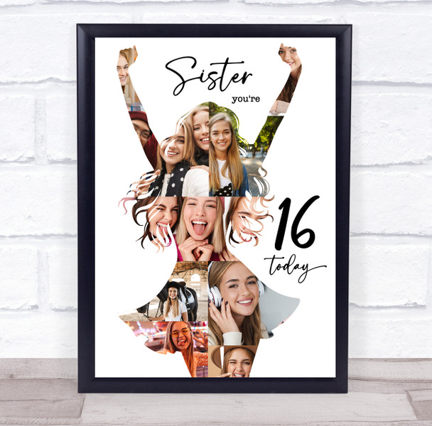 Photo Collage 16th Birthday Custom Gift For Sister 9-Photo Women Print Or Canvas