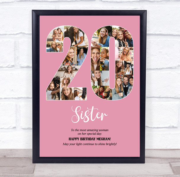 Photo Collage 20th Birthday Custom Gift For Her 20-Photo 20 Pink Print Or Canvas Photo Collage 20th Birthday Custom Gift For Her 20-Photo 20 Pink Print Or Canvas
