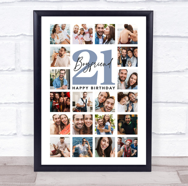 Photo Collage 21st Birthday Gift For Boyfriend 20-Photo Portrait Print Or Canvas Photo Collage 21st Birthday Gift For Boyfriend 20-Photo Portrait Print Or Canvas
