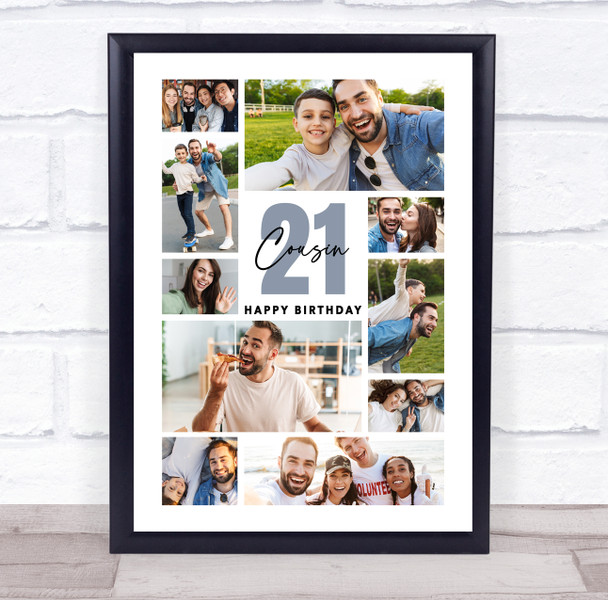 Photo Collage 21st Birthday Custom Gift For Cousin 10-Photo Blue Print Or Canvas Photo Collage 21st Birthday Custom Gift For Cousin 10-Photo Blue Print Or Canvas