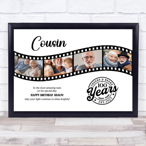 Photo Collage 100th Birthday Gift For Cousin 4-Photo Camera Film Print Or Canvas Photo Collage 100th Birthday Gift For Cousin 4-Photo Camera Film Print Or Canvas
