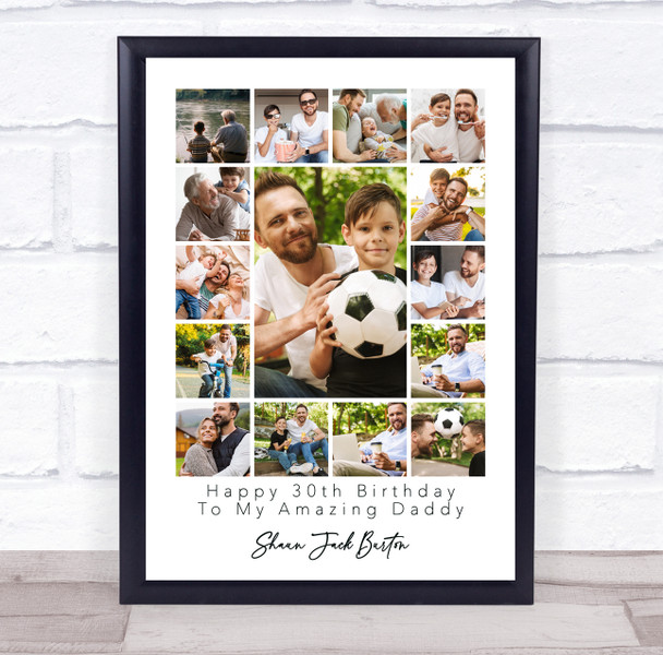 Photo Collage 30th Birthday Custom Gift For Daddy 15-Photo White Print Or Canvas Photo Collage 30th Birthday Custom Gift For Daddy 15-Photo White Print Or Canvas
