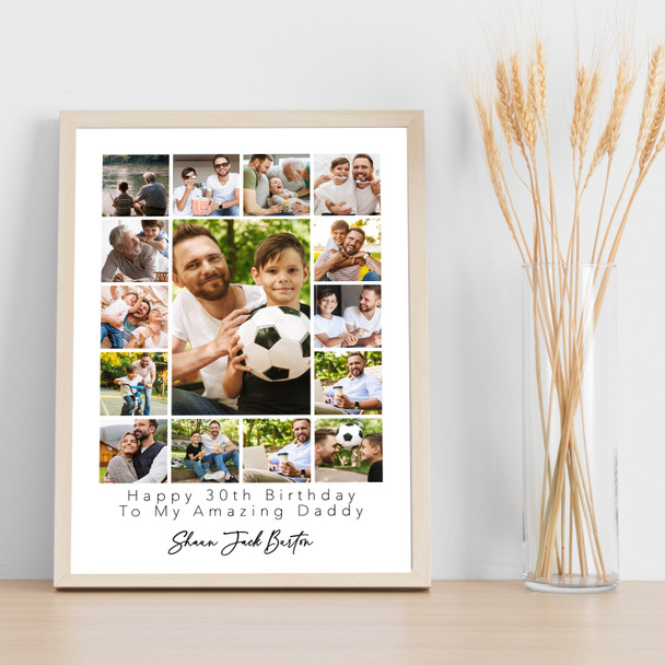 Photo Collage 30th Birthday Custom Gift For Daddy 15-Photo White Print Or Canvas Photo Collage 30th Birthday Custom Gift For Daddy 15-Photo White Print Or Canvas