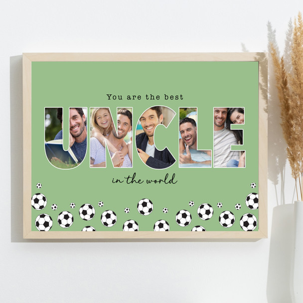 Photo Collage Green Football 4-Photo Any Occasion Gift For Uncle Print Or Canvas