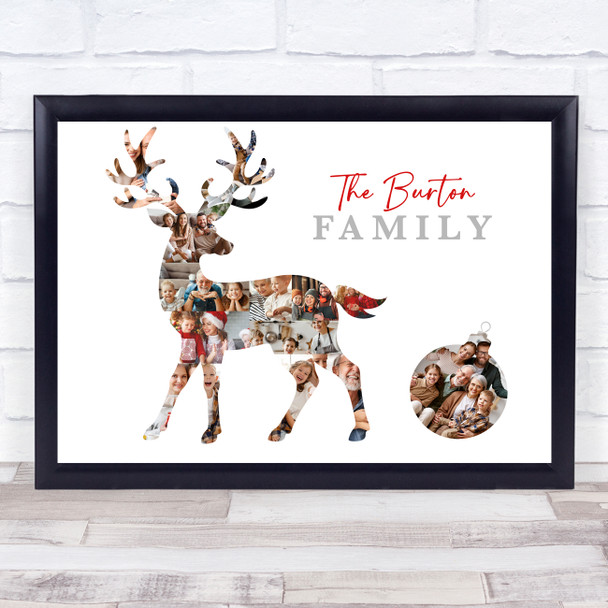 Photo Collage Christmas Custom Gift For Anyone 14-Photo Reindeer Print Or Canvas
