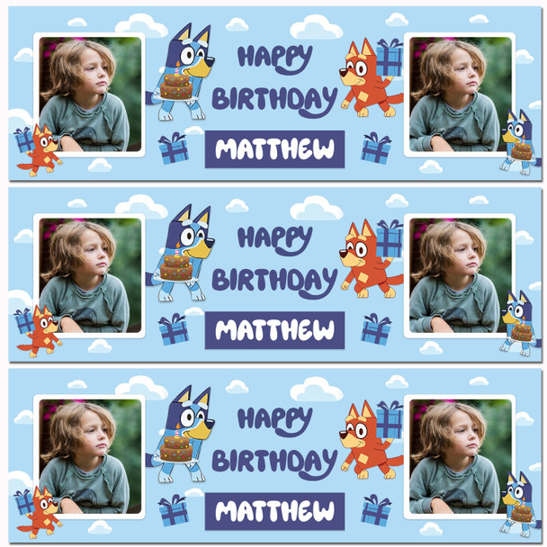 Personalised Party Banner For Birthday With Photo Bluey Kids