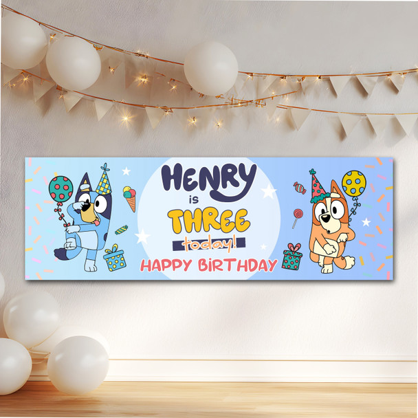 Personalised Party Banner For Kids Birthday Boys Bluey Any Age