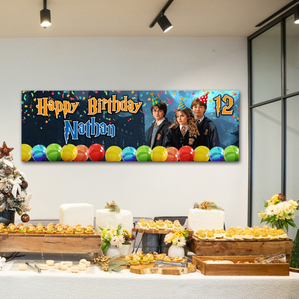 Personalised Party Banner For Kids Birthday Boys Harry Potter Any Age