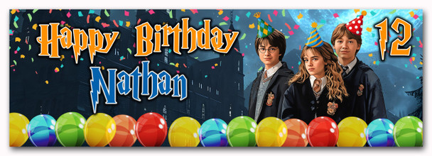 Personalised Party Banner For Kids Birthday Boys Harry Potter Any Age